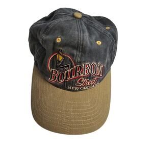Vintage 1990s Bourbon Street New Orleans Strapback Baseball Hat Embroidered
